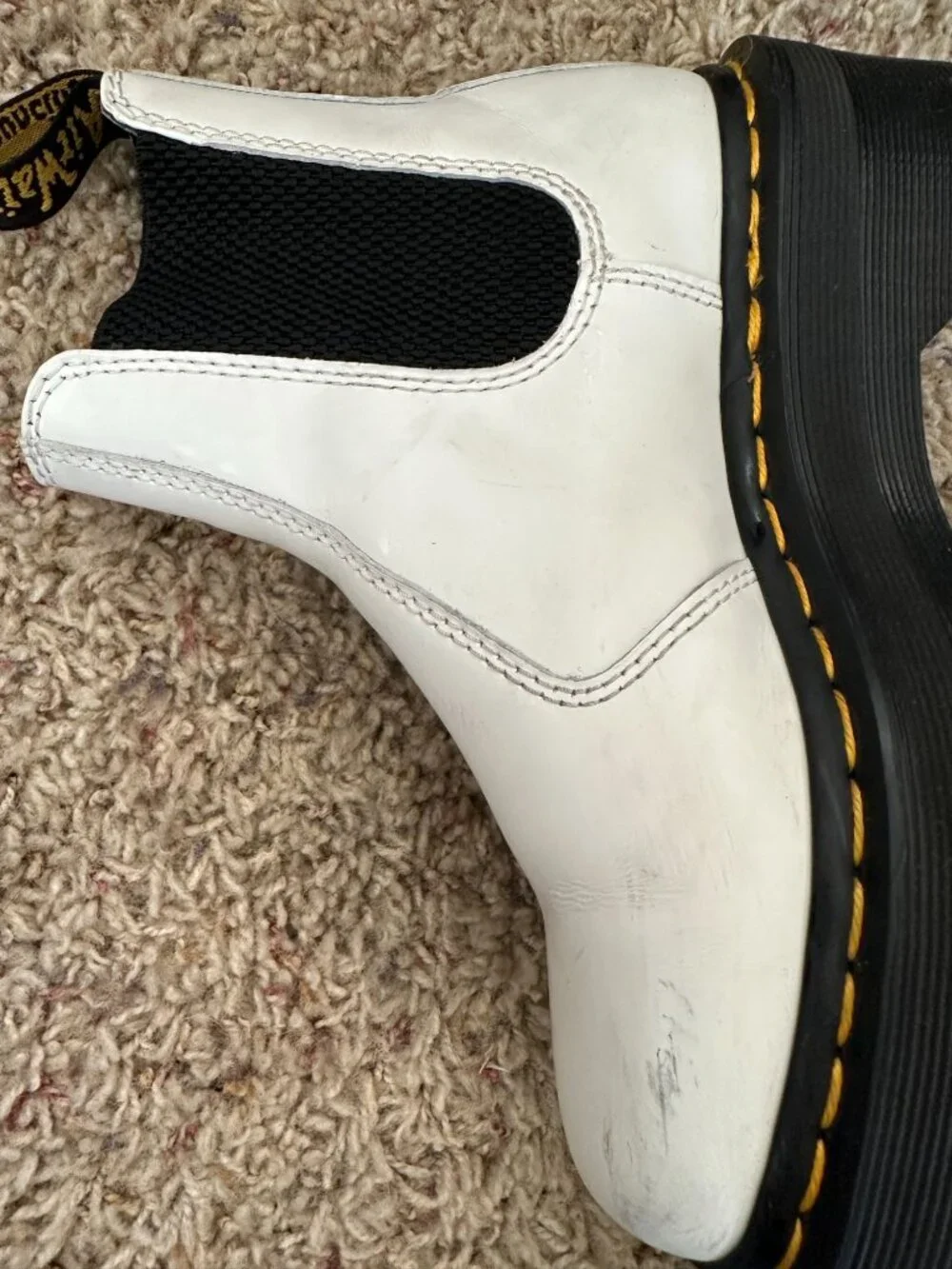Dr. Martens Womens White Quad Chelsea Platform Boots Black Elastic Gussets 2976 - Picture 7 of 13